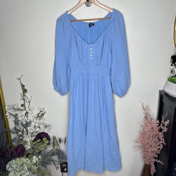 J. CREW V-Neck Midi Dress in Soft Gauze Frozen Lake Blue Sz XS $158 {3F31} - Picture 3 of 5